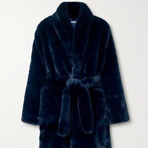 XS Reformation Faux Fur Belted Coat